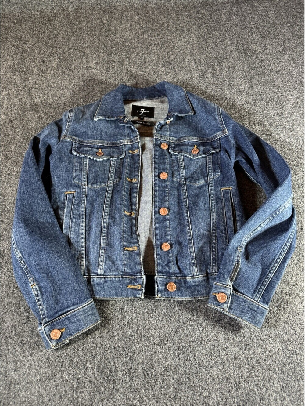 7 for All Mankind Women's Denim Jacket Size XS Button Front Long Sleeve Blue
